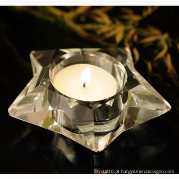 Forma de cinco estrelas de cristal de vidro Candleholder Craft para presente